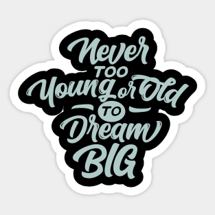 Never too Young or Old to Dream BIG Sticker